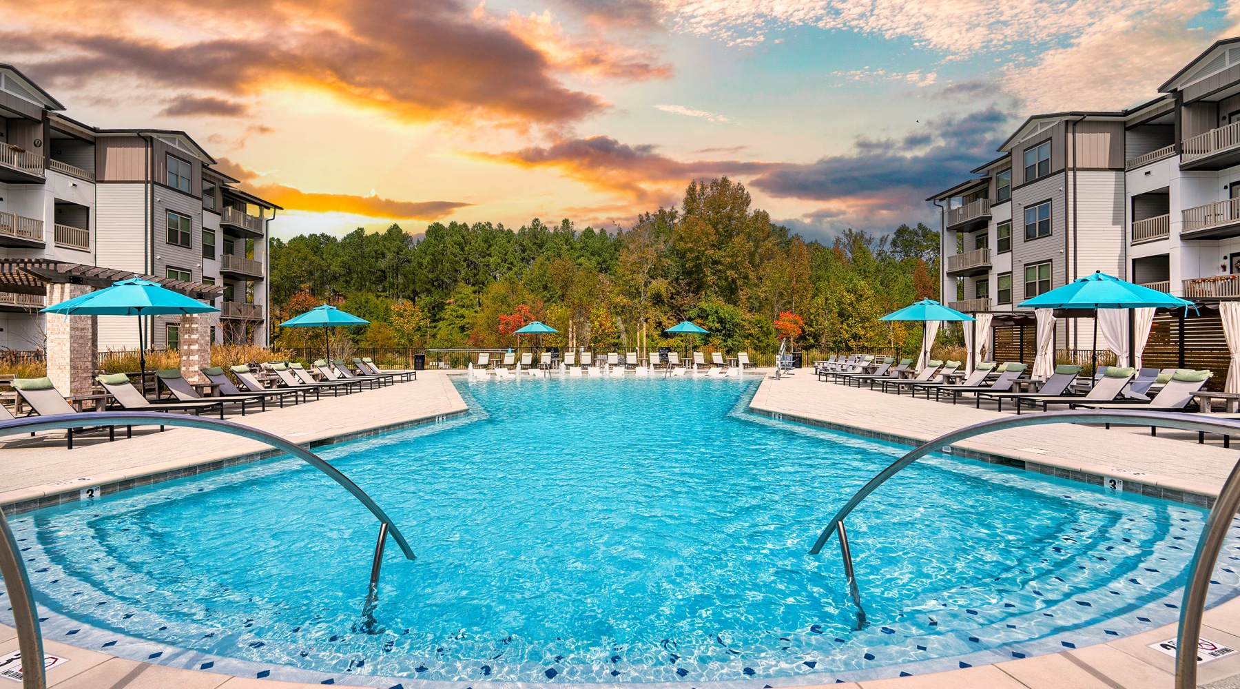 Swimming pool at sunset Swimming pool at sunset