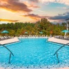 Swimming pool at sunset